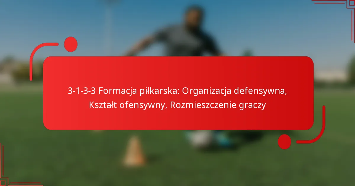 3-1-3-3 Formacja piłkarska: Organizacja defensywna, Kształt ofensywny, Rozmieszczenie graczy