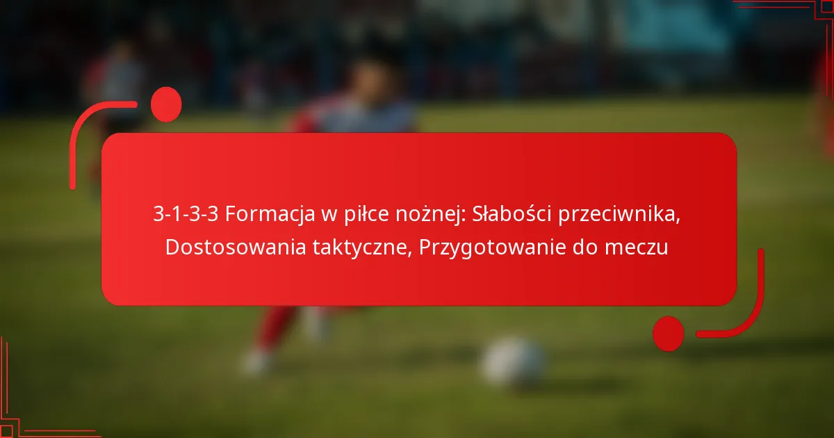 3-1-3-3 Formacja w piłce nożnej: Słabości przeciwnika, Dostosowania taktyczne, Przygotowanie do meczu