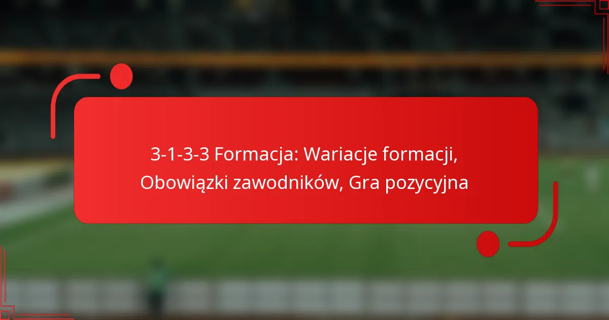 3-1-3-3 Formacja: Wariacje formacji, Obowiązki zawodników, Gra pozycyjna