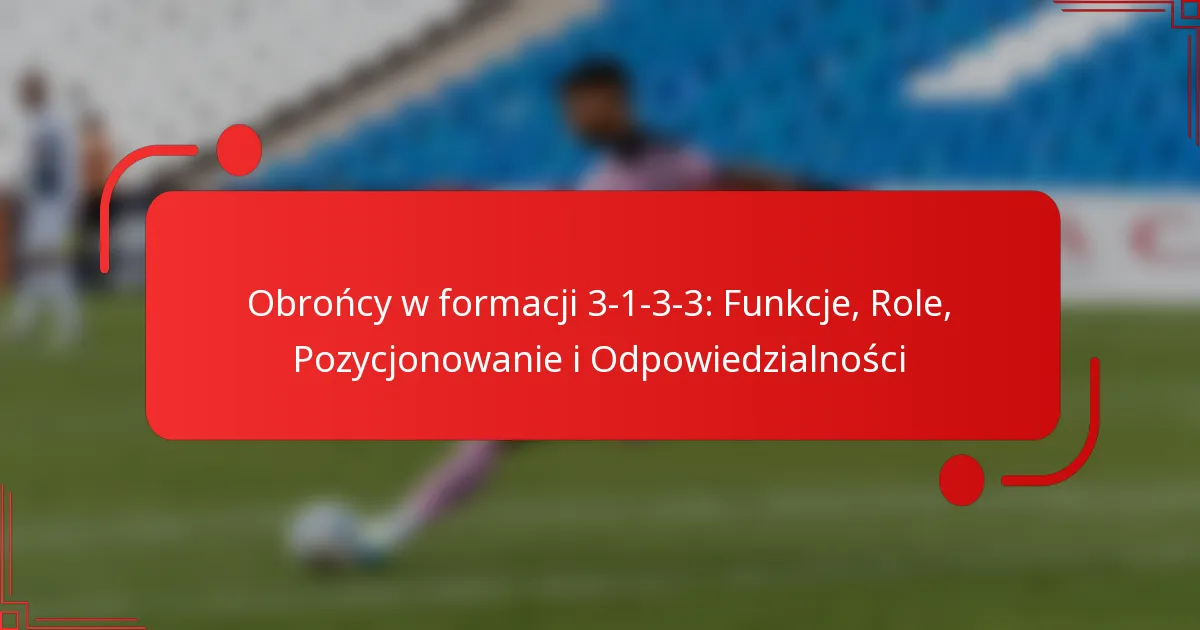 Obrońcy w formacji 3-1-3-3: Funkcje, Role, Pozycjonowanie i Odpowiedzialności