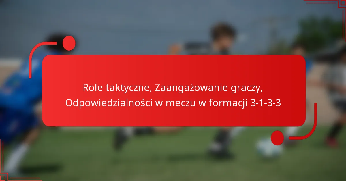 Role taktyczne, Zaangażowanie graczy, Odpowiedzialności w meczu w formacji 3-1-3-3