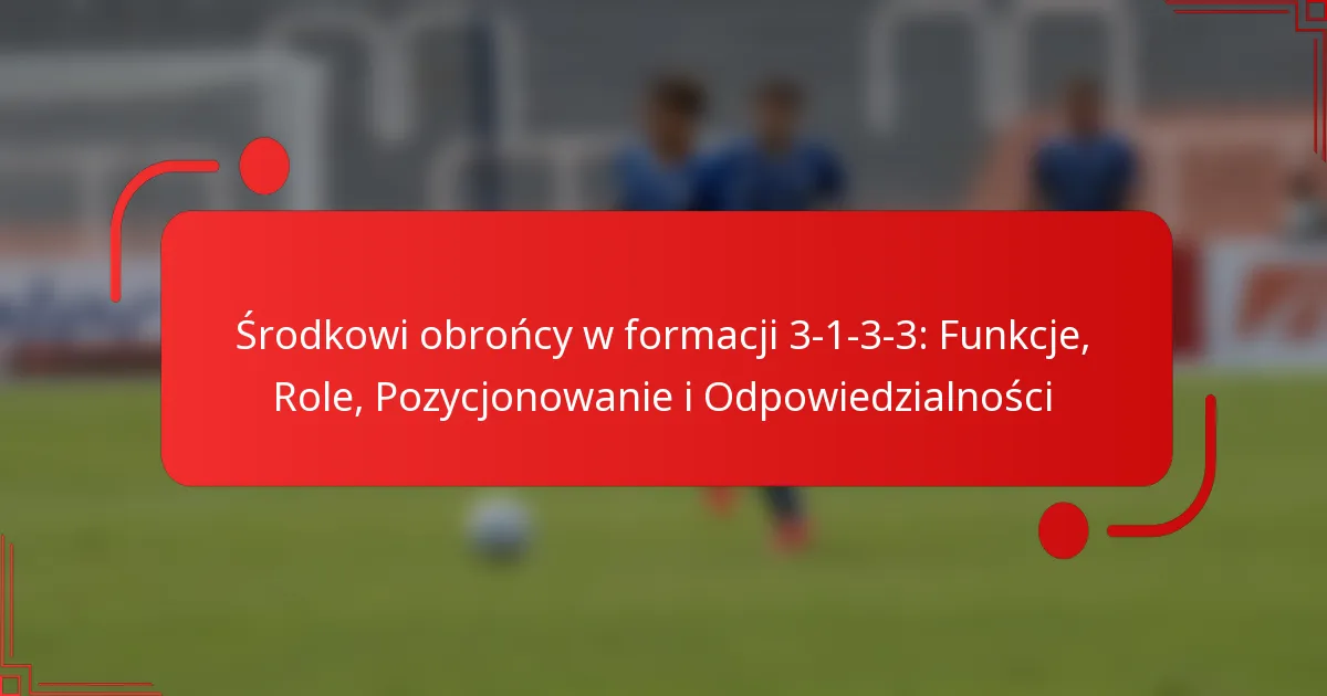 Środkowi obrońcy w formacji 3-1-3-3: Funkcje, Role, Pozycjonowanie i Odpowiedzialności