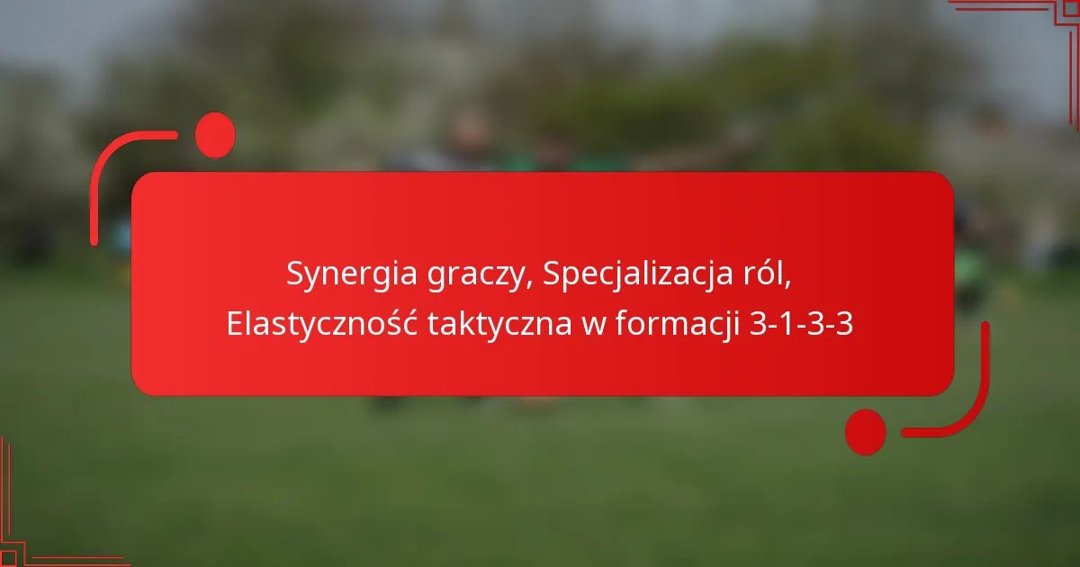 Synergia graczy, Specjalizacja ról, Elastyczność taktyczna w formacji 3-1-3-3