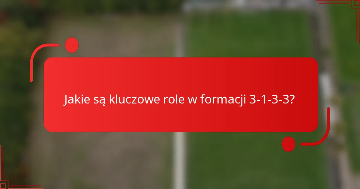 Jakie są kluczowe role w formacji 3-1-3-3?